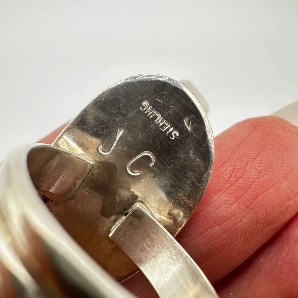 Possible Navajo,‎ stamped Turquoise and sterling silver ring, size 9!